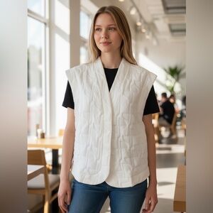 NWT ZARA Ivory Quilted Patchwork Vest  Bloggers Fave SZ- Medium / Length